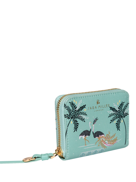 Sara Miller Small Zip Purse, Ostrich Mint - view 2, Ostrich Mint