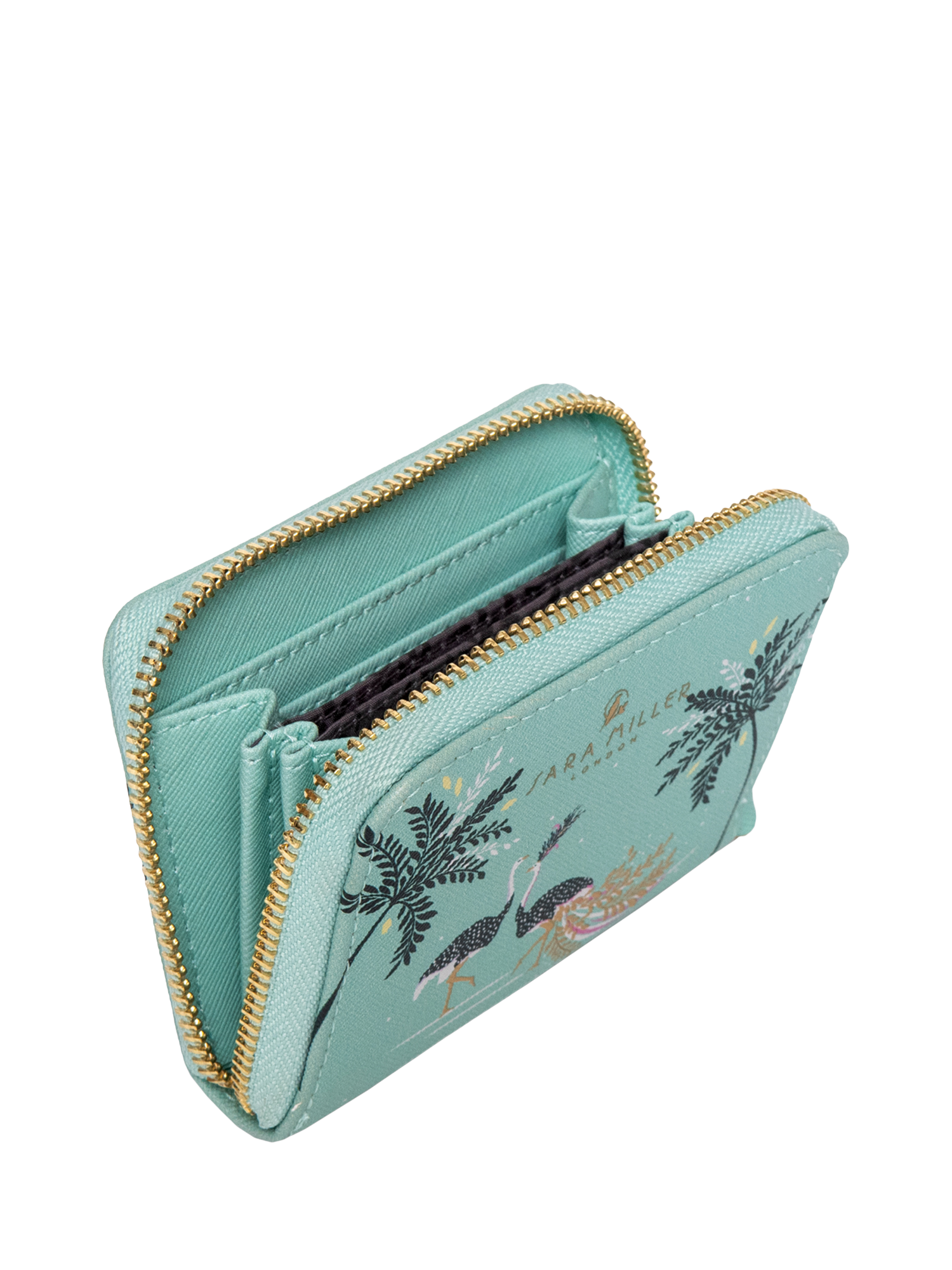 Product image 3 of 5, which shows Sara Miller Small Zip Purse, Ostrich Mint