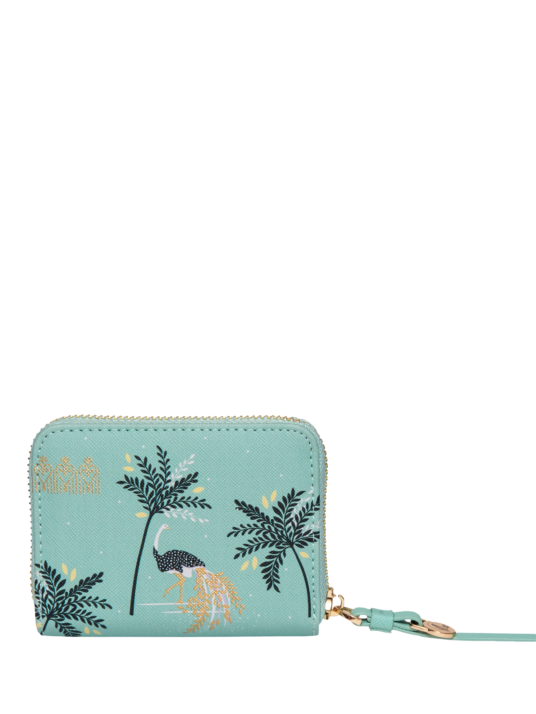 Product image 4 of 5, which shows Sara Miller Small Zip Purse, Ostrich Mint