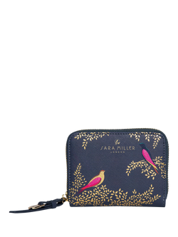 Sara Miller Small Zip Purse, Smokey Blue Birds, Smokey Blue Birds