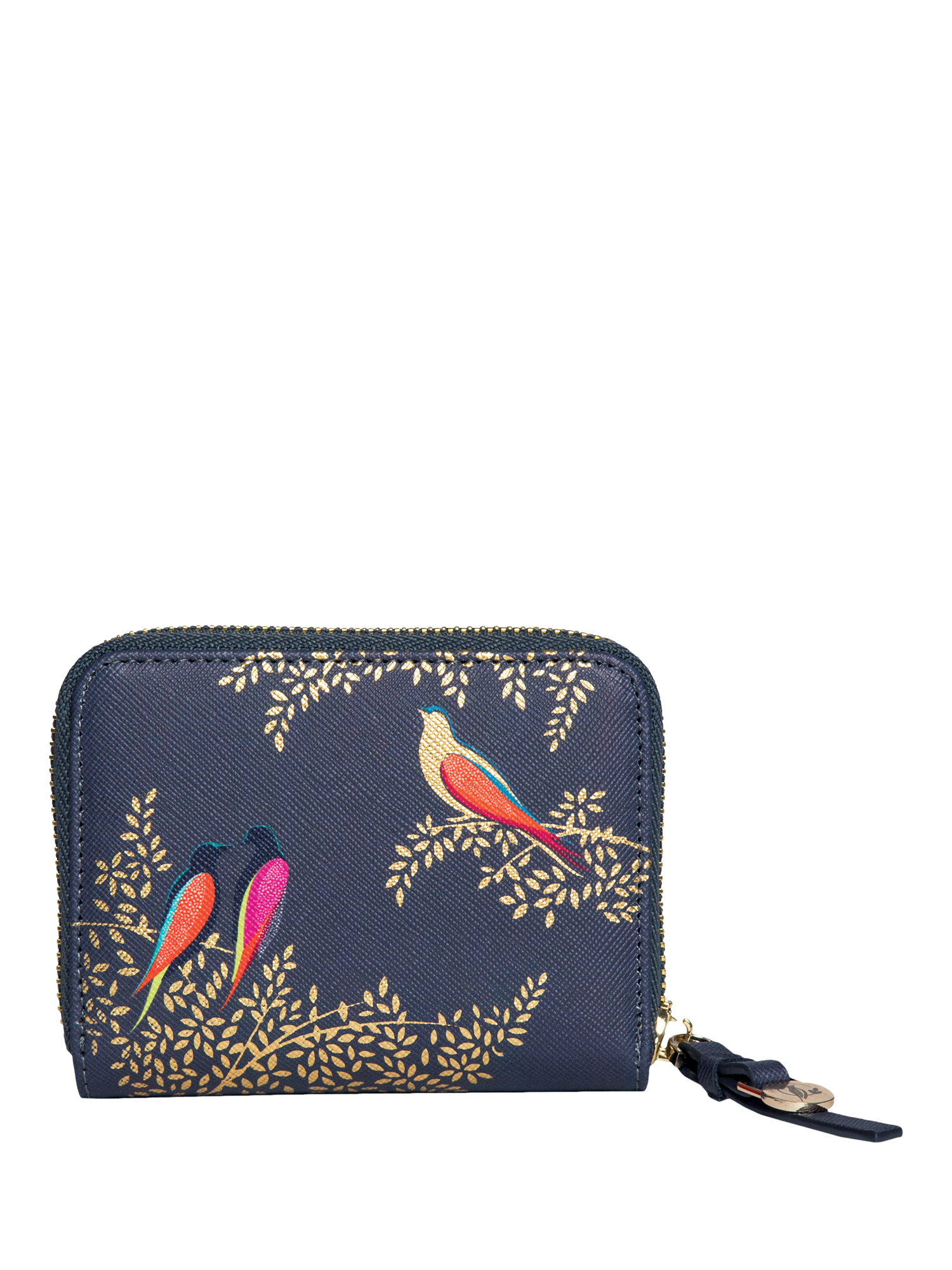 Product image 4 of 11, which shows Sara Miller Small Zip Purse, Smokey Blue Birds