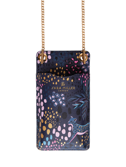 Sara Miller Faux Saffiano Leather Phone Pouch, Midnight Leopard, Midnight Leopard