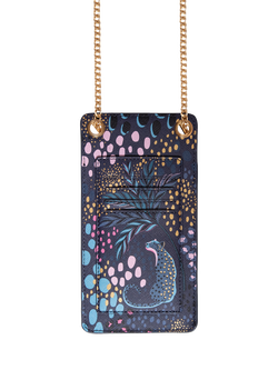 Sara Miller Faux Saffiano Leather Phone Pouch, Midnight Leopard - view 2, Midnight Leopard