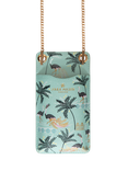 Sara Miller Faux Saffiano Leather Phone Pouch, Mint Ostrich