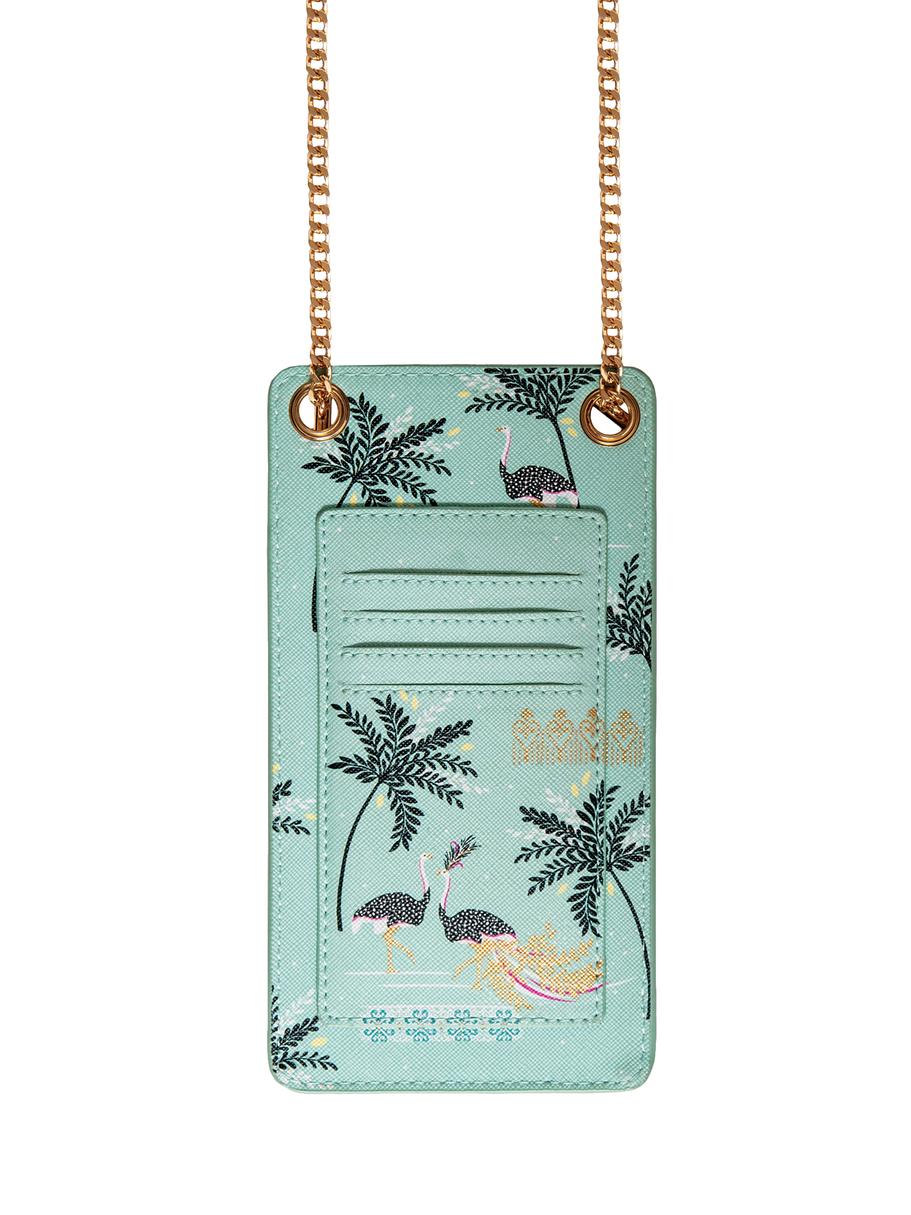 Product image 2 of 3, which shows Sara Miller Faux Saffiano Leather Phone Pouch, Mint Ostrich