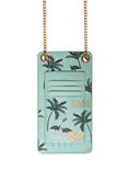Sara Miller Faux Saffiano Leather Phone Pouch, Mint Ostrich