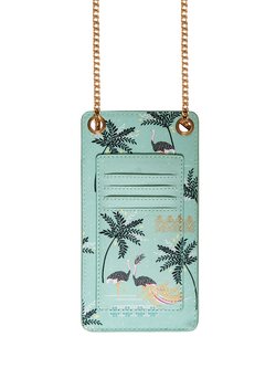 Sara Miller Faux Saffiano Leather Phone Pouch, Mint Ostrich - view 2, Ostrich Mint