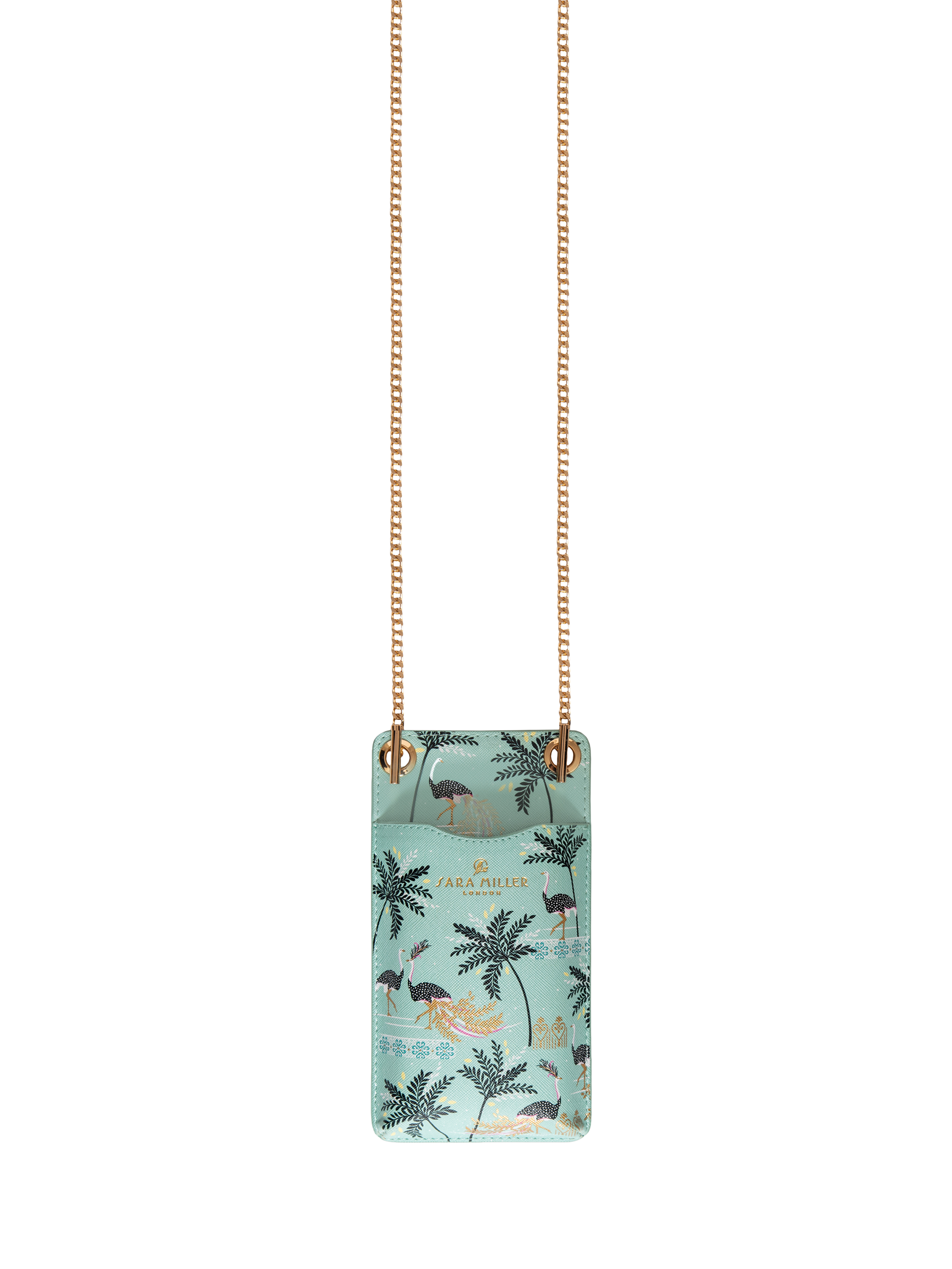 Product image 3 of 3, which shows Sara Miller Faux Saffiano Leather Phone Pouch, Mint Ostrich