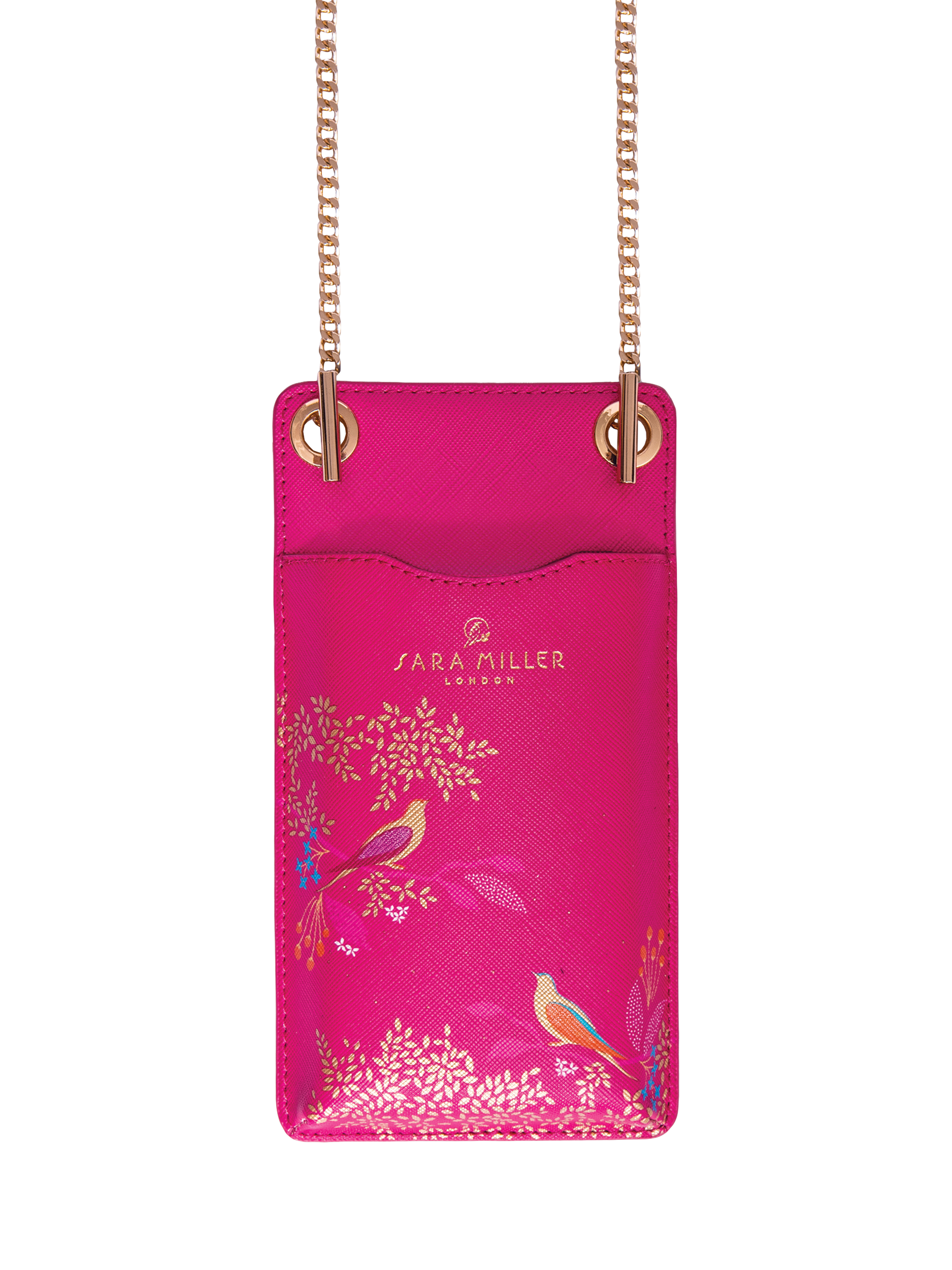 Product image 1 of 3, which shows Sara Miller Faux Saffiano Leather Phone Pouch, Pink Chelsea