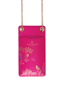 Sara Miller Faux Saffiano Leather Phone Pouch, Pink Chelsea, Pink Chelsea