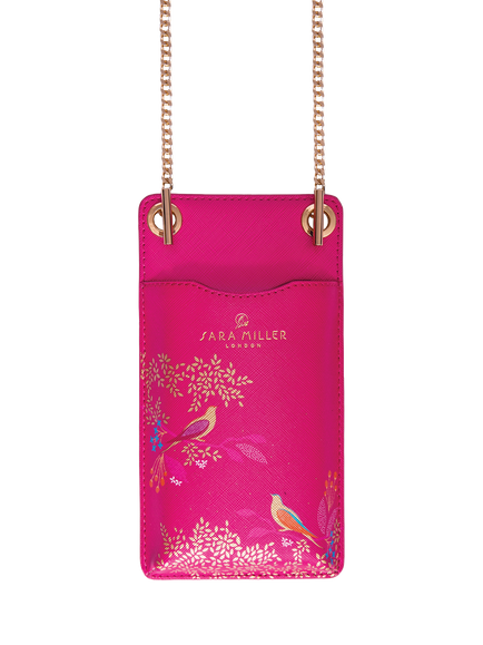 Sara Miller Faux Saffiano Leather Phone Pouch, Pink Chelsea, Pink Chelsea