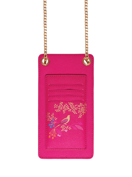 Sara Miller Faux Saffiano Leather Phone Pouch, Pink Chelsea - view 2, Pink Chelsea