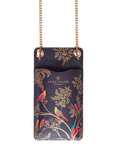 Sara Miller Faux Saffiano Leather Phone Pouch, Smokey Blue Birds