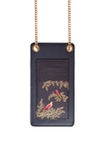 Sara Miller Faux Saffiano Leather Phone Pouch, Smokey Blue Birds