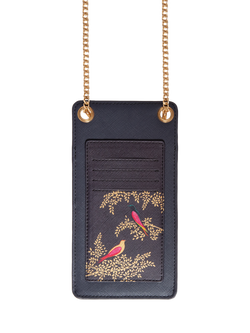 Sara Miller Faux Saffiano Leather Phone Pouch, Smokey Blue Birds - view 2, Smokey Blue Birds