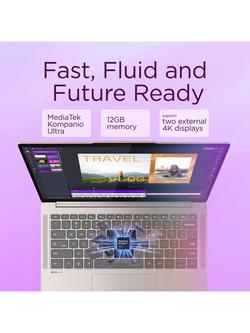 Lenovo 14M9610 Chromebook Plus Laptop, MediaTek Processor, 12GB RAM, 128GB, 14” WUXGA, Seashell - view 2, Seashell