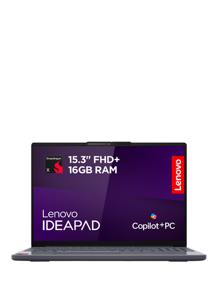 Lenovo IdeaPad Slim 3x Laptop, Qualcomm Snapdragon X Processor, 16GB RAM, 256GB SSD, 15.3" WUXGA, Luna Grey, Luna Grey
