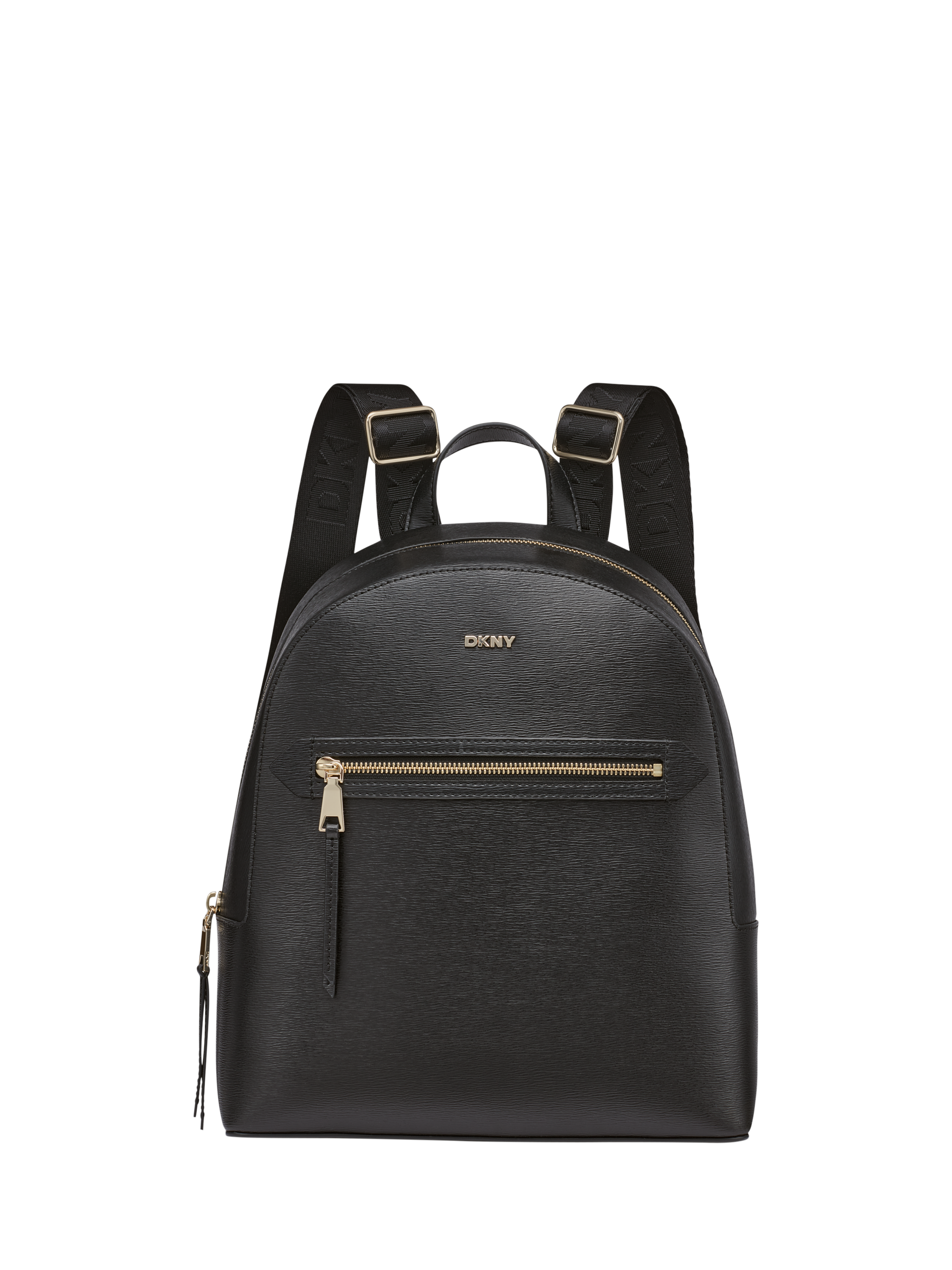 Product image 1 of 5, which shows DKNY Bryant Avenue Leather Backpack, Black/Gold