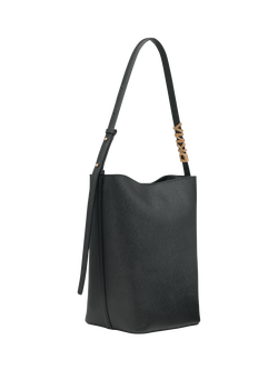 DKNY Avril Leather Bucket Bag, Black/Gold - view 2, Black/Gold