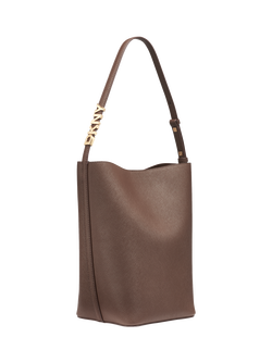 DKNY Avril Leather Bucket Bag, Chocolate - view 2, Chocolate