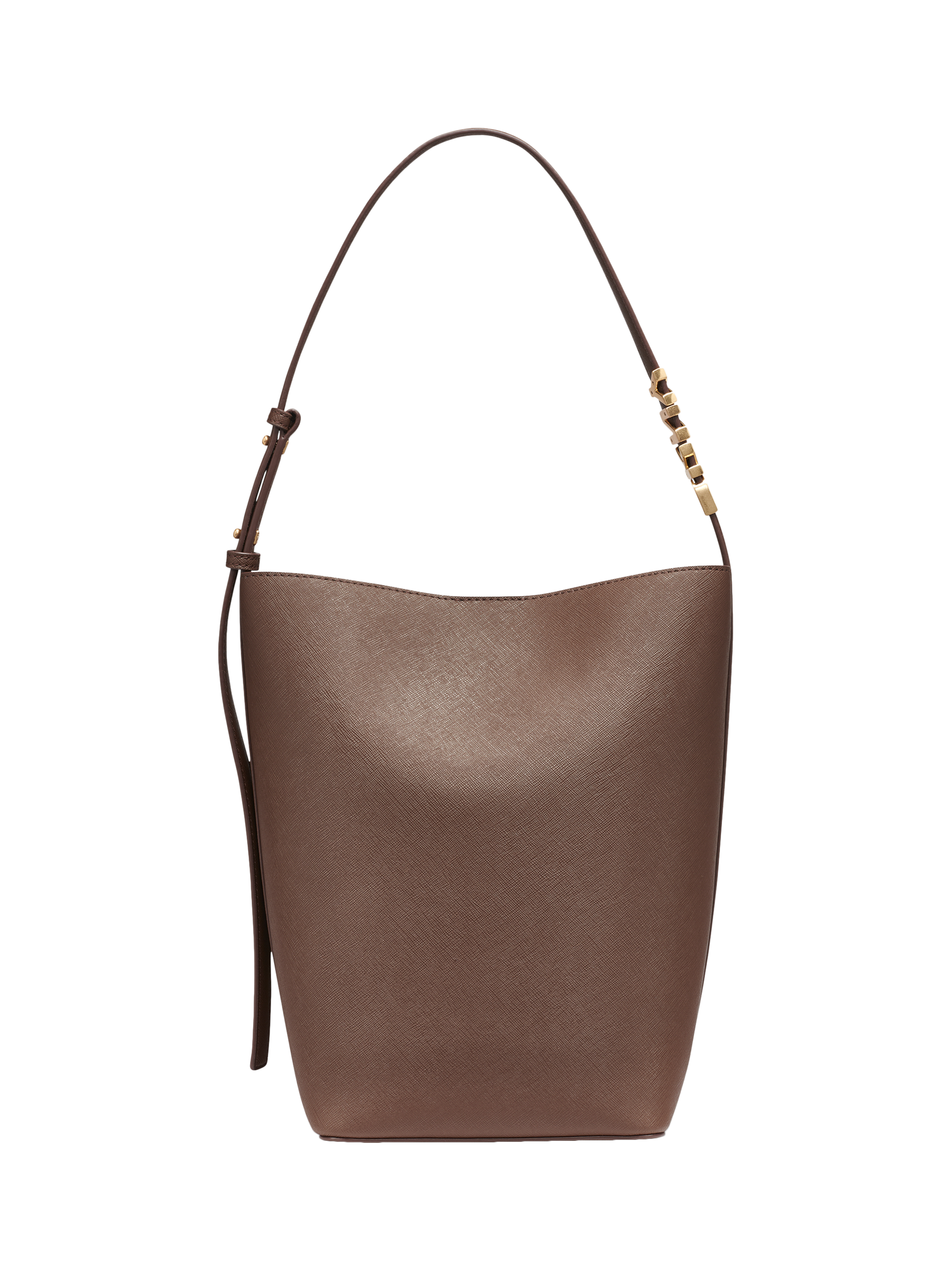 Product image 4 of 5, which shows DKNY Avril Leather Bucket Bag, Chocolate