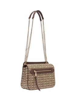 DKNY Bryant Leather Lined Shoulder Bag - view 2, Chino/Chocolate