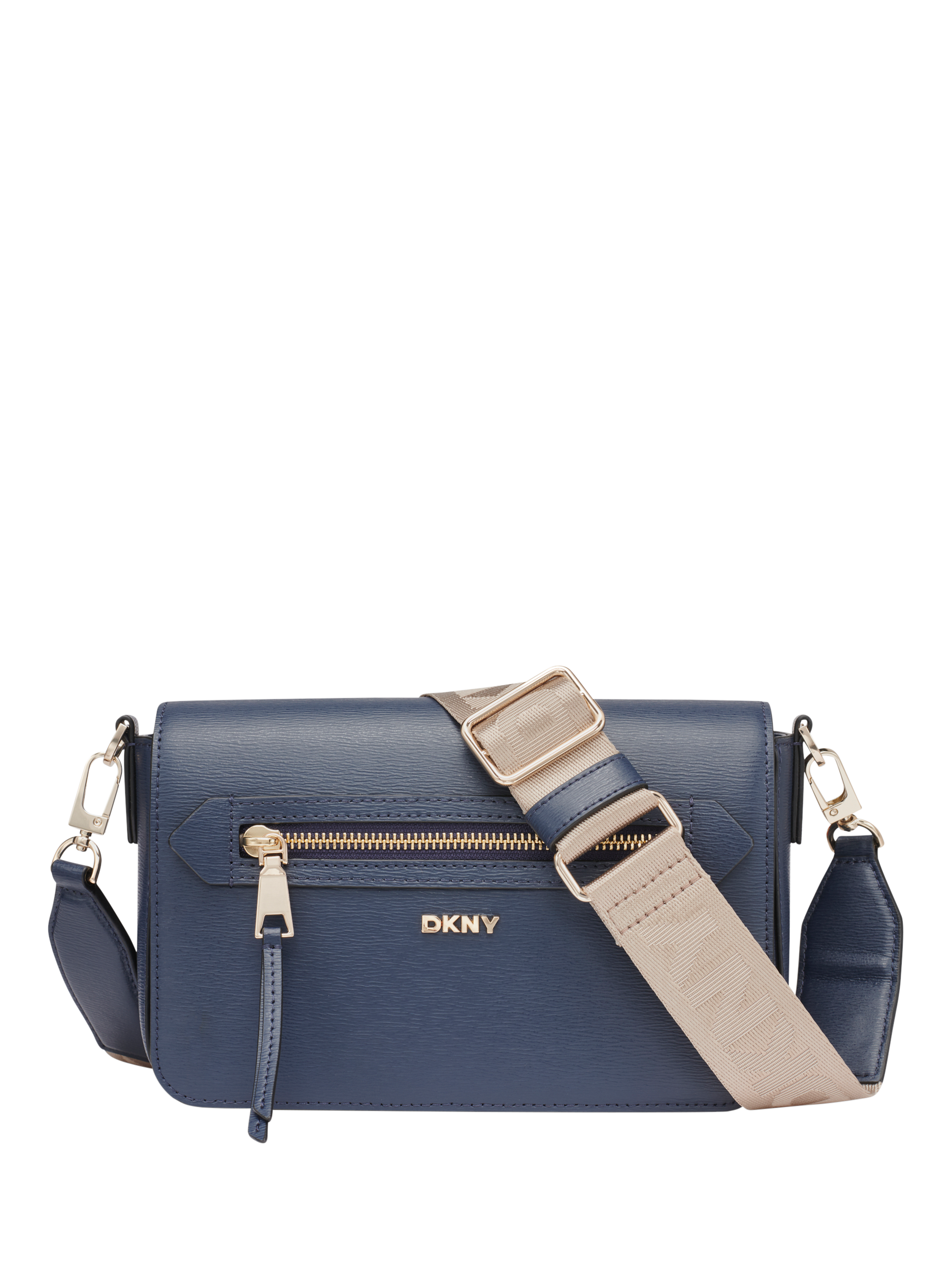 Product image 1 of 5, which shows DKNY Bryant Leather Crossbody Bag, Navy