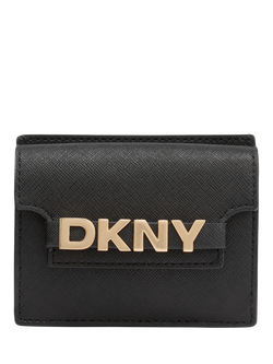 DKNY Avril Leather Card Case, Black/Gold, Black/Gold