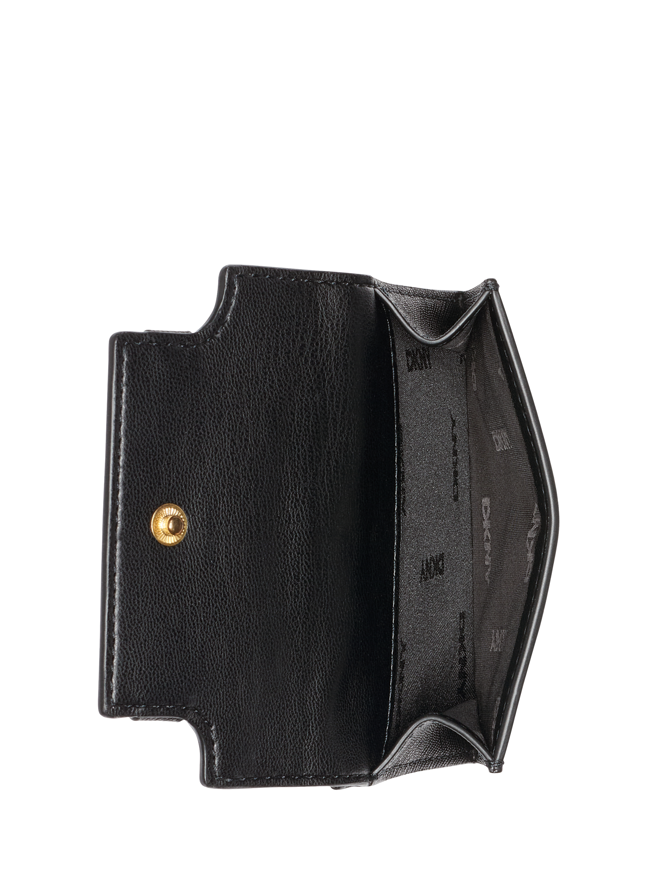 Product image 2 of 5, which shows DKNY Avril Leather Card Case, Black/Gold