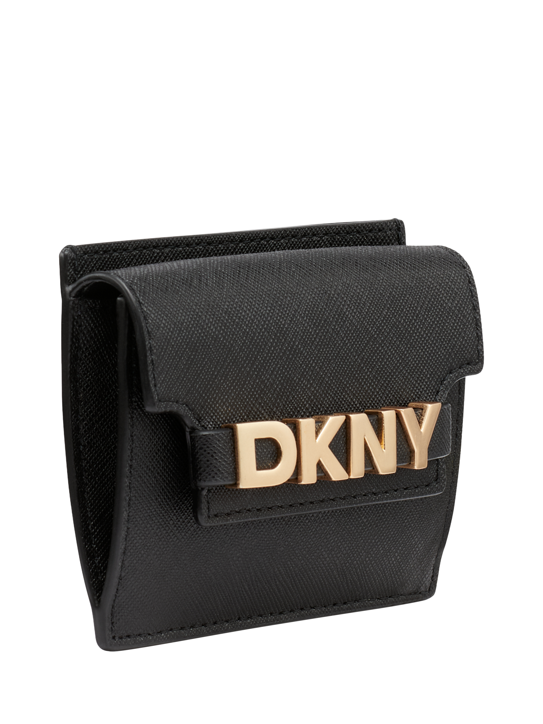 Product image 3 of 5, which shows DKNY Avril Leather Card Case, Black/Gold