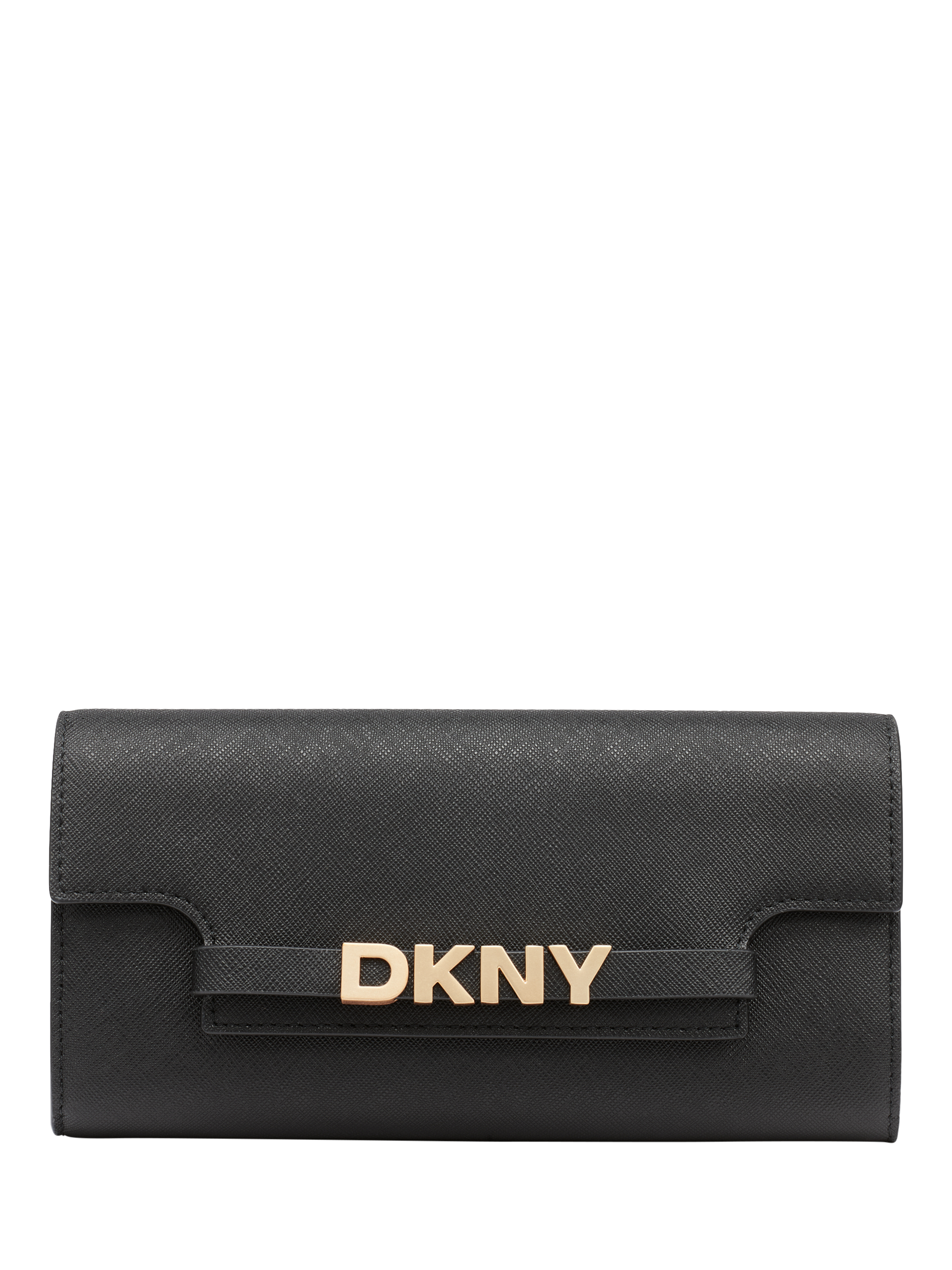 Product image 1 of 5, which shows DKNY Avril Leather Wallet, Black/Gold
