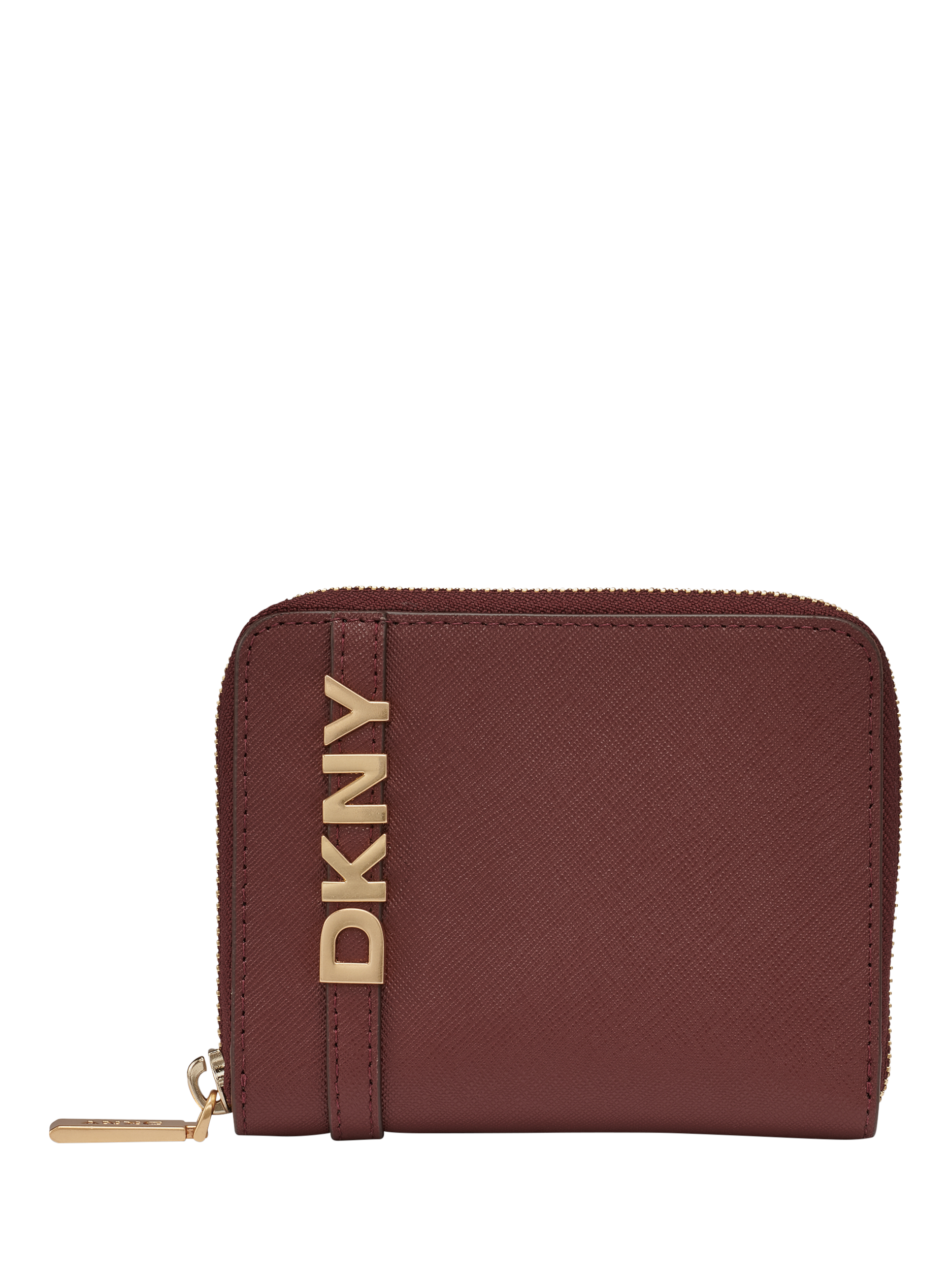 Product image 1 of 5, which shows DKNY Avril Zip Up Leather Wallet, Black