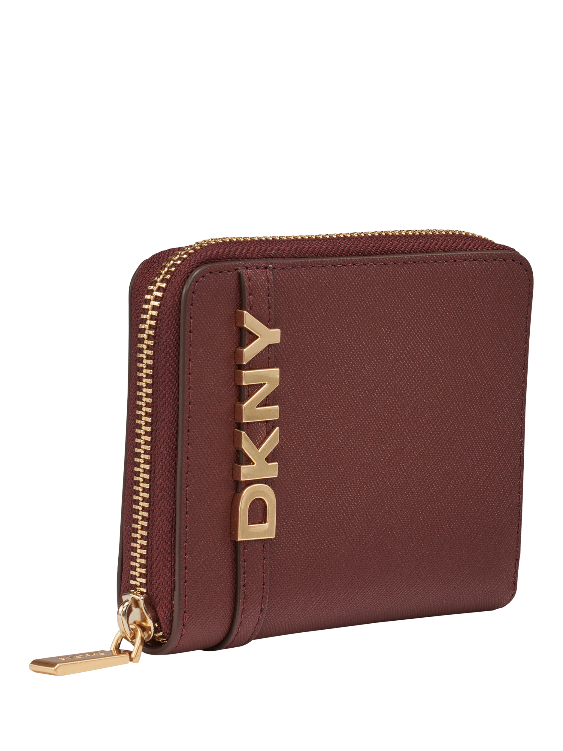 Product image 2 of 5, which shows DKNY Avril Zip Up Leather Wallet, Black