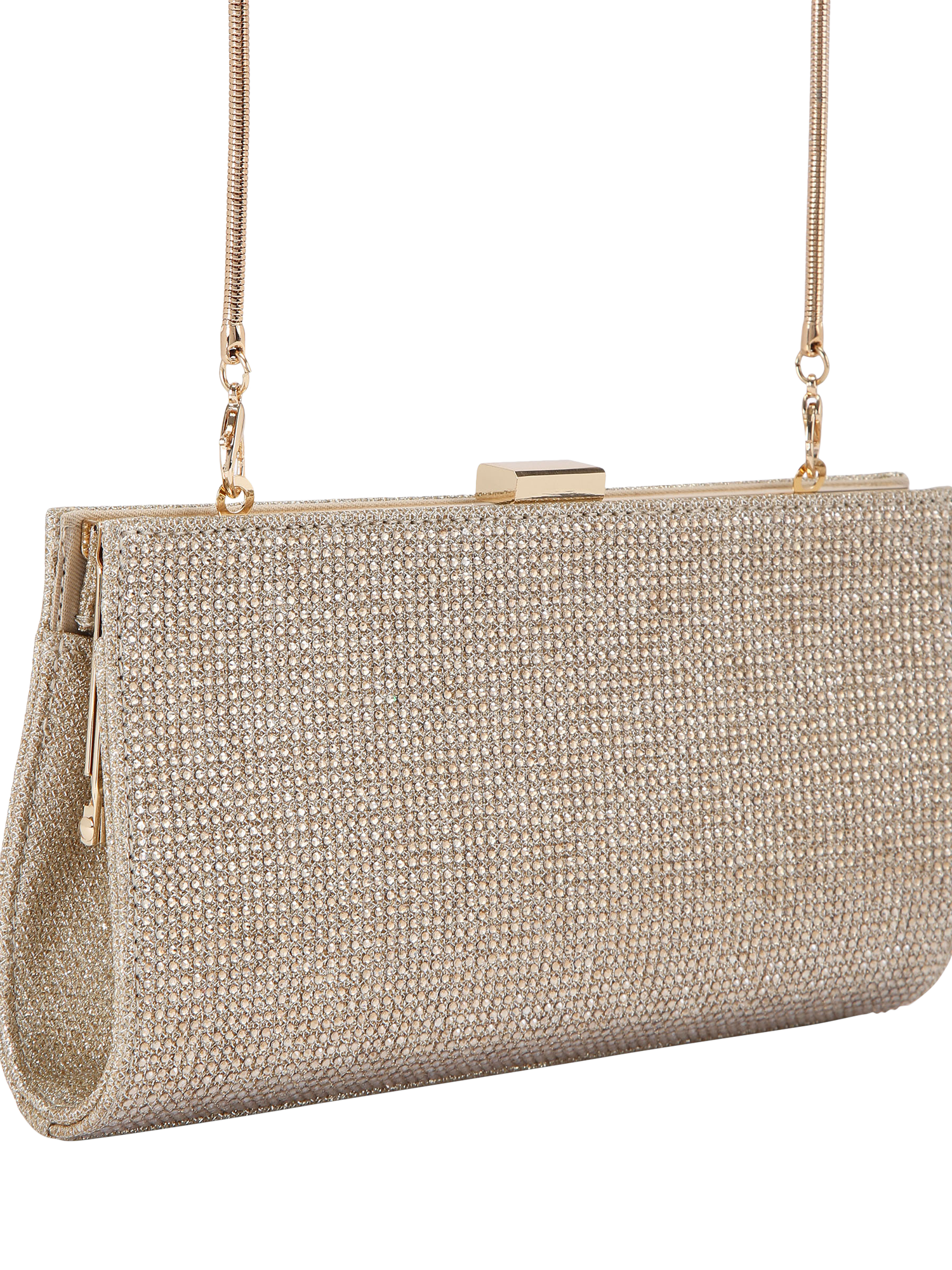 Product image 4 of 4, which shows Carvela Helena Embellished Clutch Bag, Gold