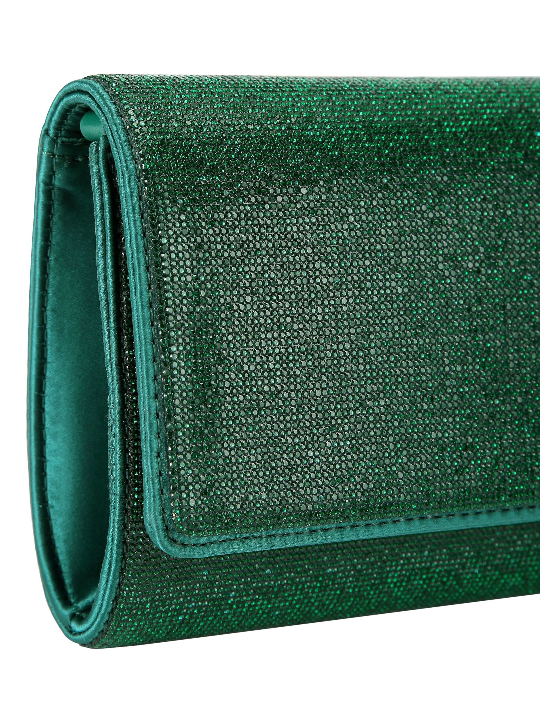 Product image 6 of 6, which shows Carvela Spiral Clutch Bag, Dark Green