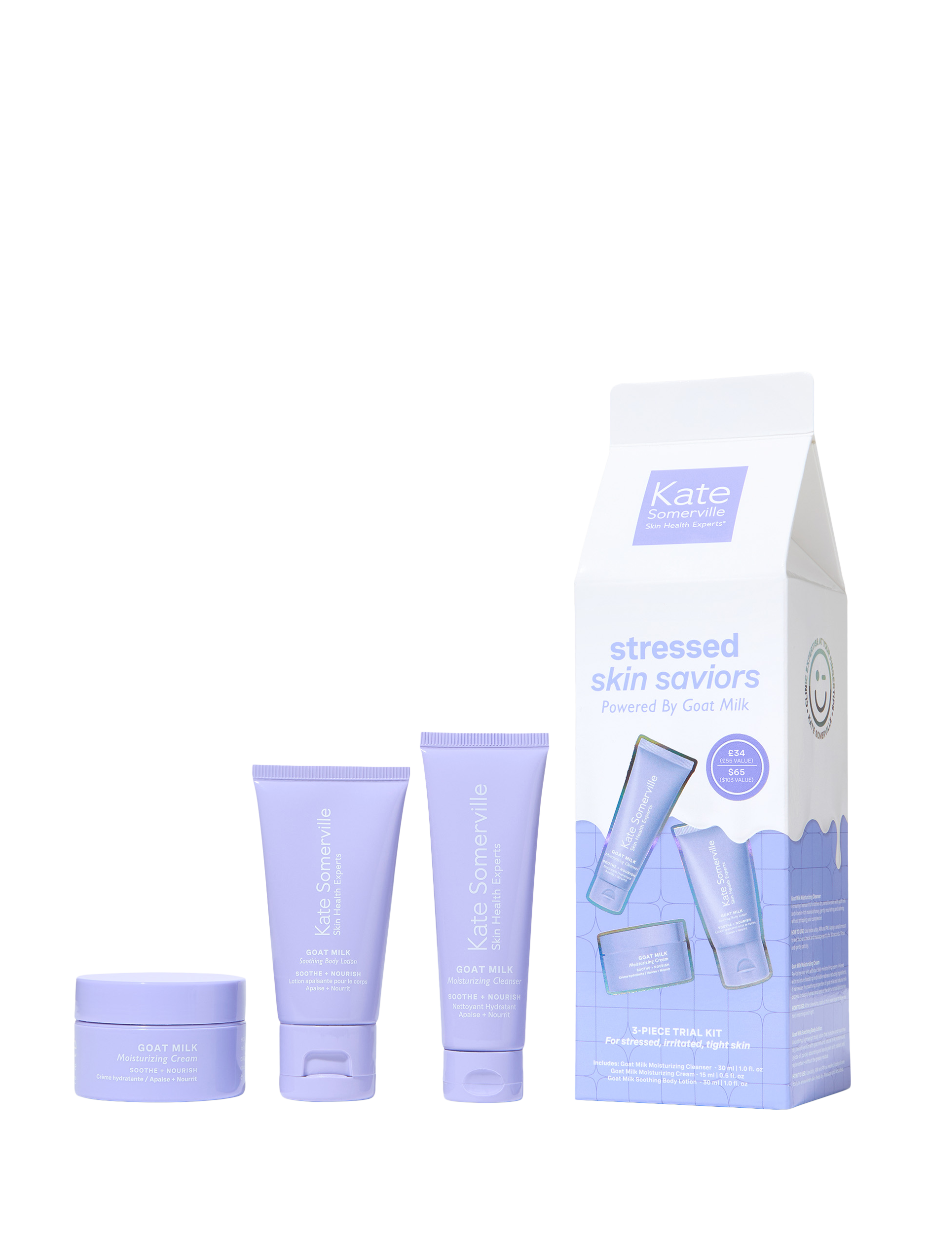 Product image 1 of 8, which shows Kate Somerville Stressed Skin Saviours Gift Set