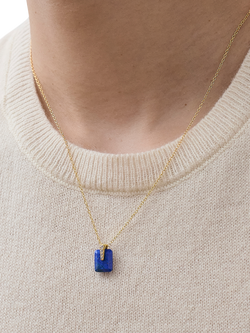 Astley Clarke Lapis Sapphire Pendant Necklace, Gold/Blue - view 2, Gold/Blue