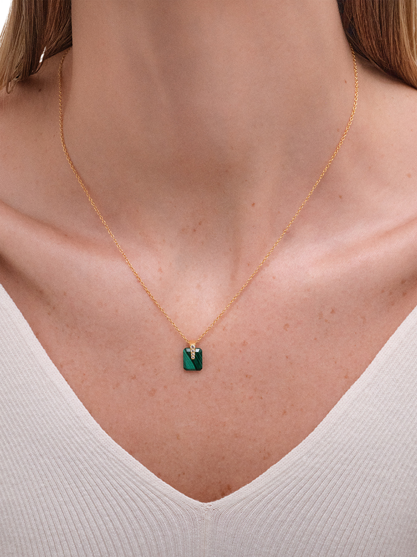 Product image 2 of 3, which shows Astley Clarke Deco Sapphire Pendant, 	Gold/Malachite