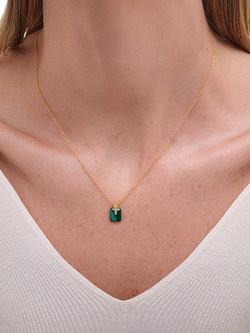 Astley Clarke Deco Sapphire Pendant Necklace - view 2, Gold/Malachite