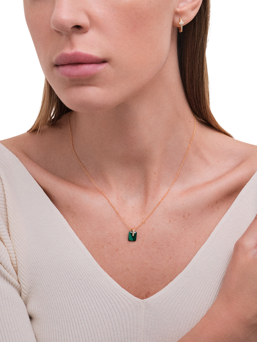 Product image 3 of 3, which shows Astley Clarke Deco Sapphire Pendant, 	Gold/Malachite