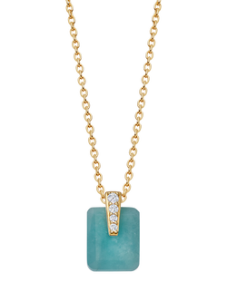 Astley Clarke Deco Sapphire Pendant Necklace, Gold/Amazonite