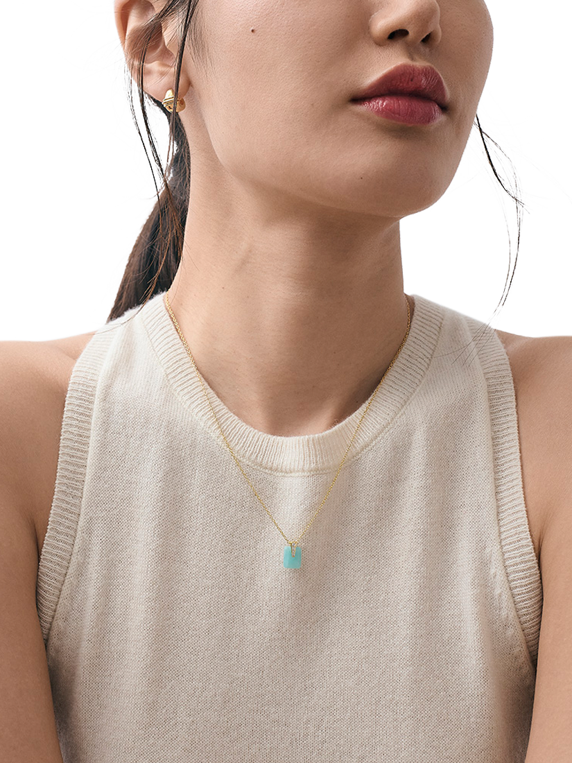 Product image 3 of 3, which shows Astley Clarke Deco Sapphire Pendant, Gold/Amazonite
