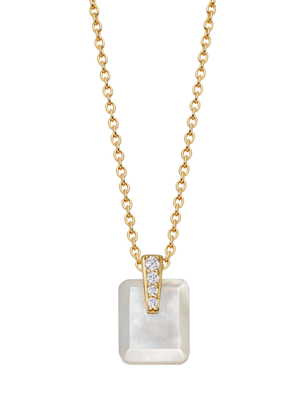 Astley Clarke Deco Sapphire Pendant Necklace, Gold/Mother Of Pearl