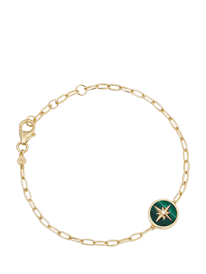 Product image 1 of 3, which shows Astley Clarke Polaris Locket Bracelet, Gold/Malachite