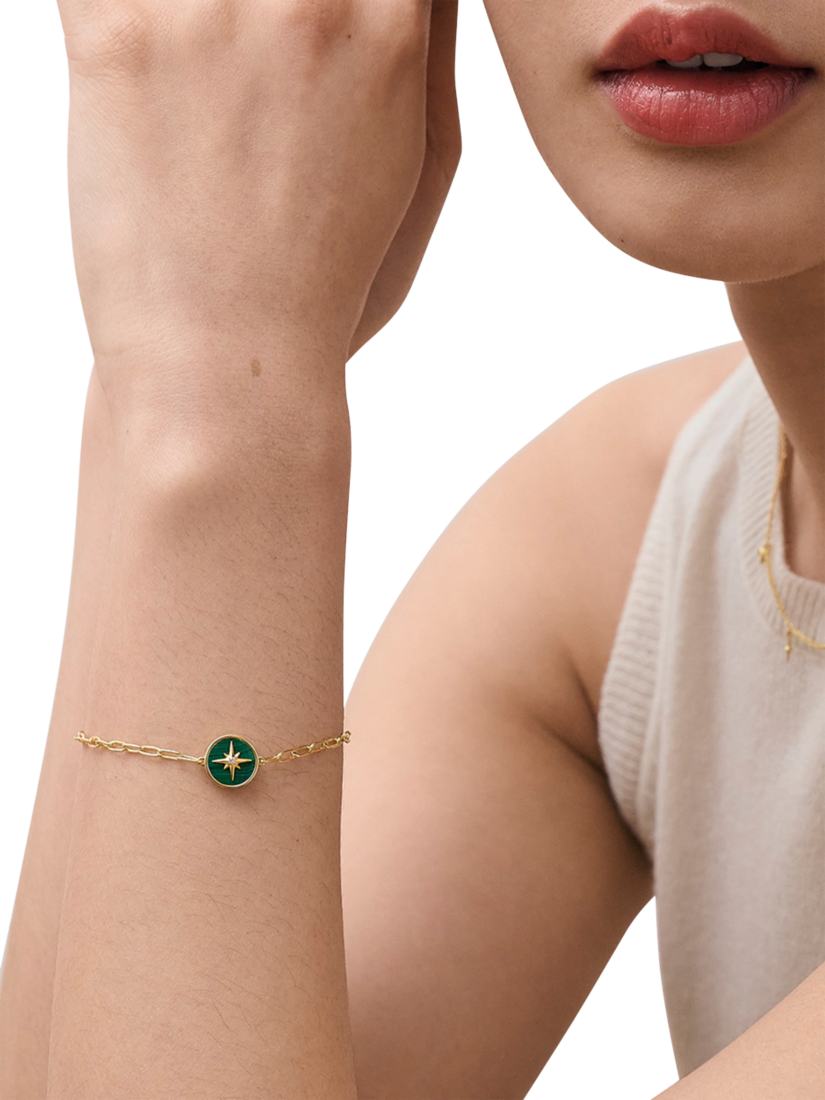 Product image 2 of 3, which shows Astley Clarke Polaris Locket Bracelet, Gold/Malachite