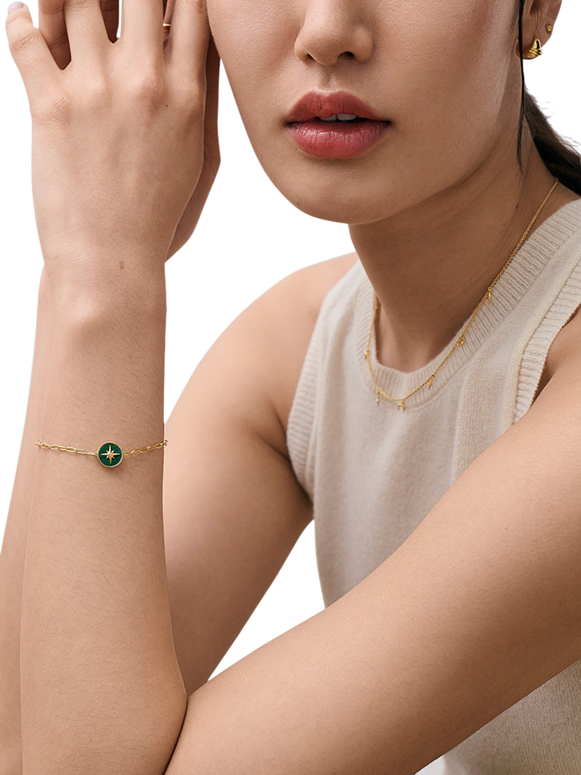 Product image 3 of 3, which shows Astley Clarke Polaris Locket Bracelet, Gold/Malachite