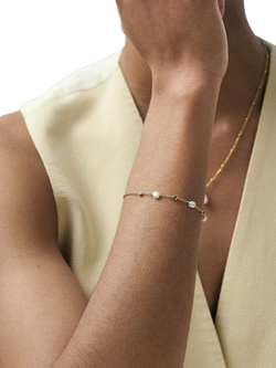Astley Clarke Sapphire Station Bracelet, Gold/White - view 2, Gold/White