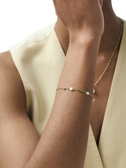 Astley Clarke Sapphire Station Bracelet, Gold/White - view 2, Gold/White