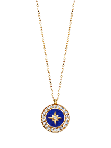 Astley Clarke North Star Locket Necklace, Gold/Blue, Gold/Blue