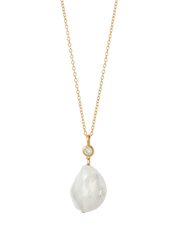 Astley Clarke Pearl Drop Necklace, Gold/White, Gold/White